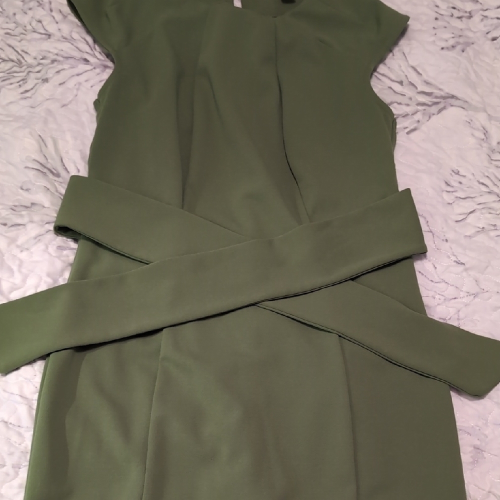 New York & Company Green Asymmetrical Sheath Dress